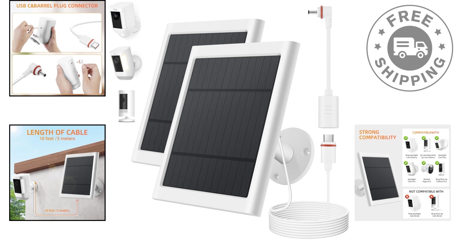 Waterproof 4W Solar Panels for Ring Camera – Easy Install & Flexibility