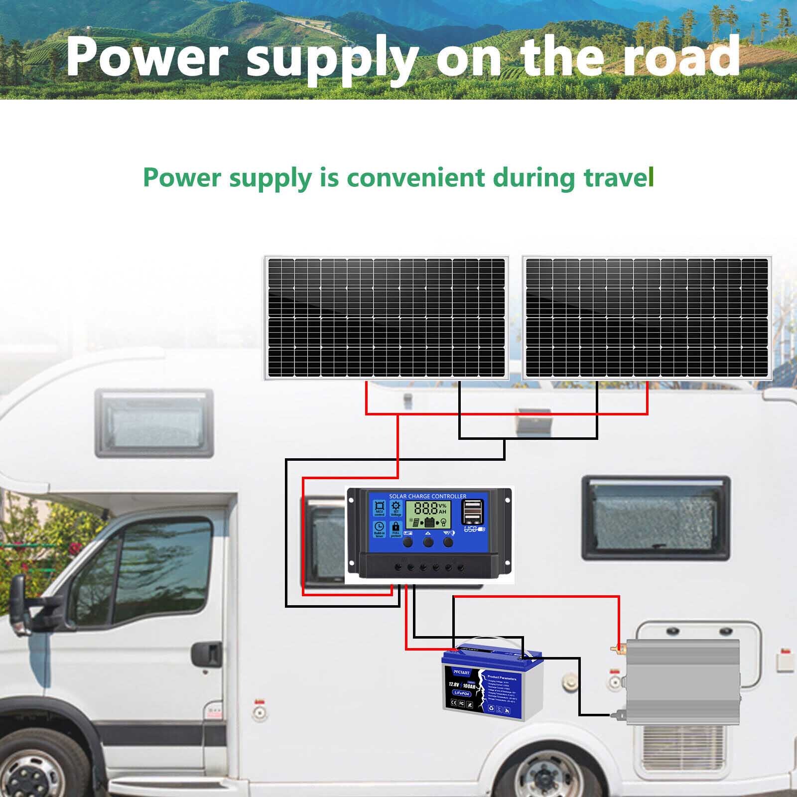 200W/1200W Solar Panel 12V Mono PV Module Power Charger RV Marine Farm Battery