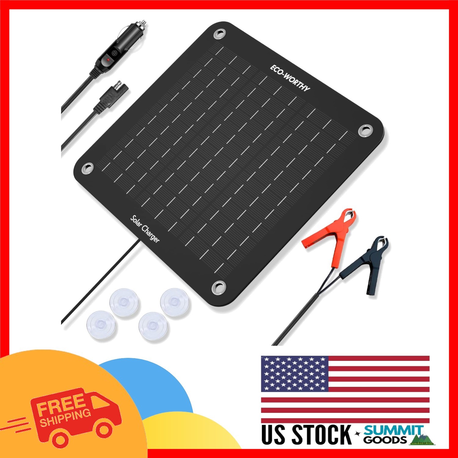 Eco-Friendly 10W Monocrystalline Solar Charger for Cars and Utility Vehicles