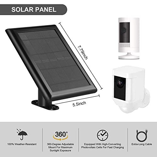 2-Pack 7200mAh Replacement Ring Battery with 5W Solar Panel Charger for Black