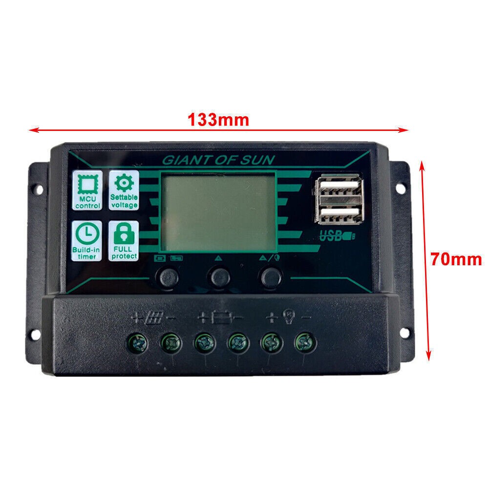10A-100A MPPT Solar Panel Regulator Charge Controller 12V/24V Focus Tracking