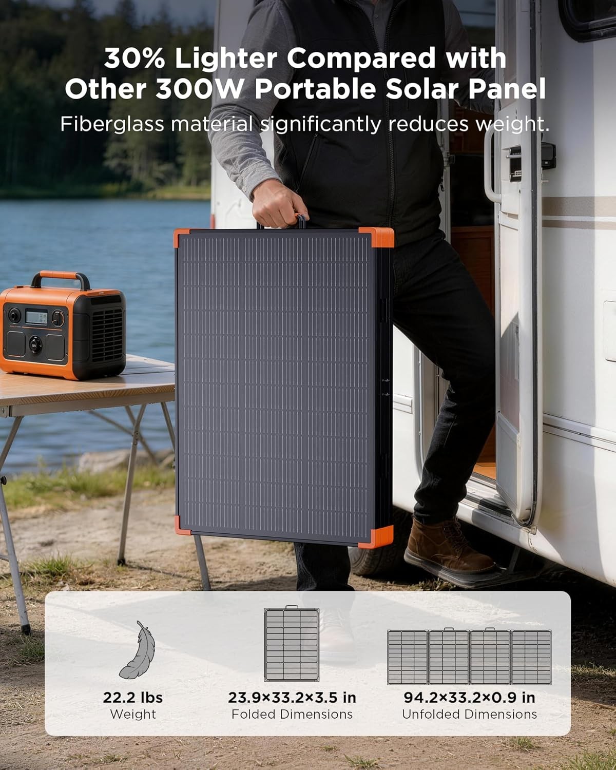 ZOUPW 350W Portable Solar Panel 25% Efficient Foldable