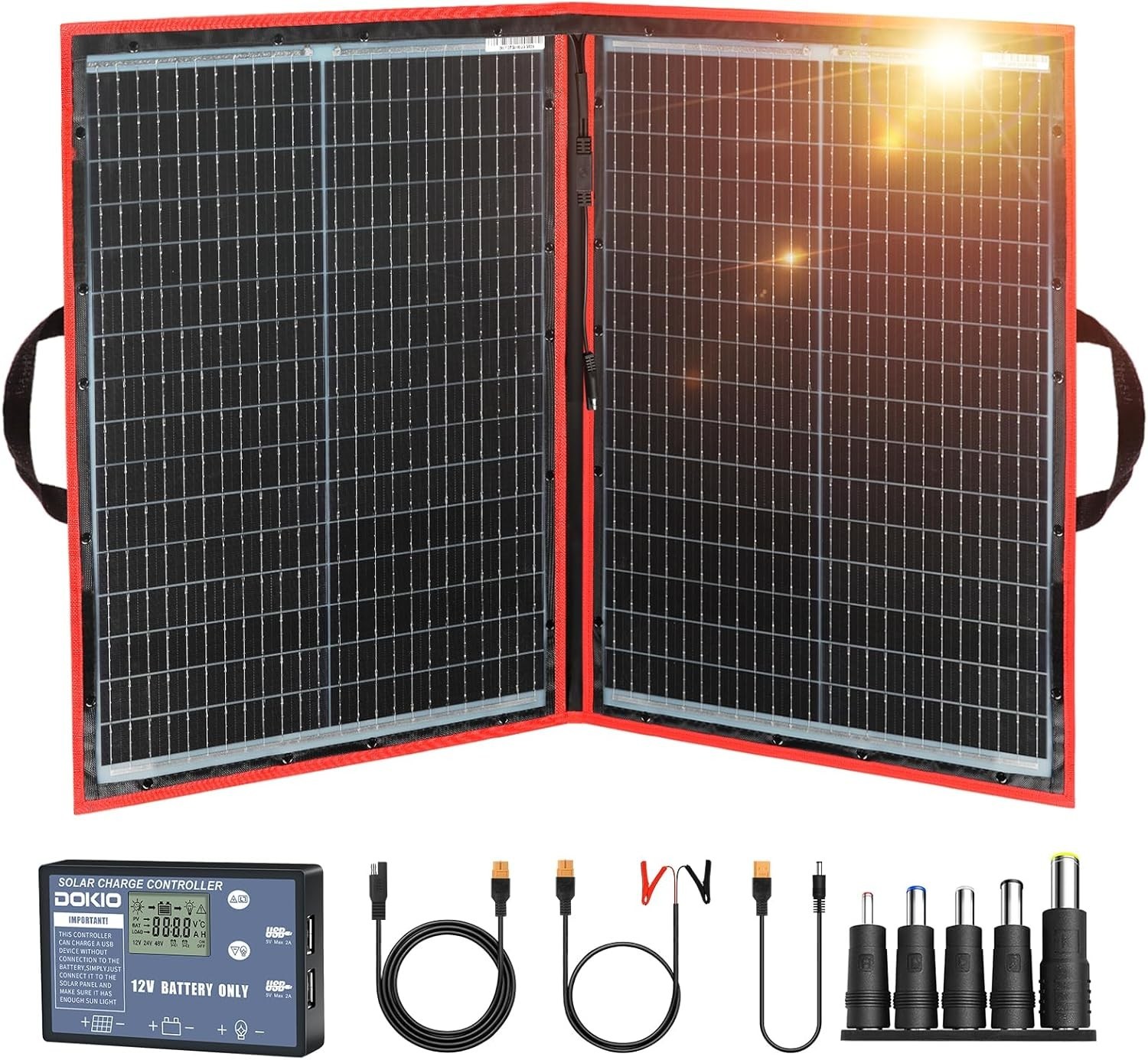 100W Portable Foldable Solar Panel Kit, Compact 18.9x26in Design 5.3lb with S…