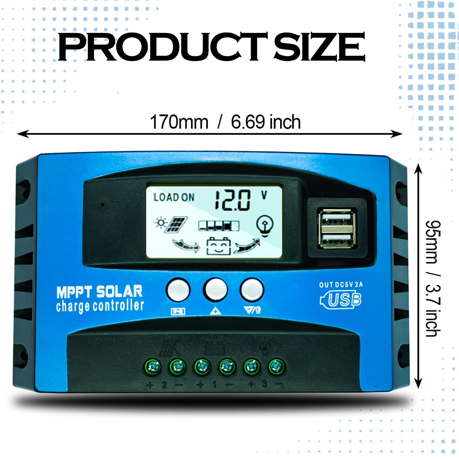 60/80/100A Solar Charge Controller 12V 24V Dual USB LCD Display Auto Cell Panel