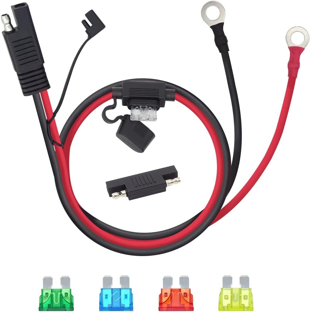 2 FT SAE Extension Cable Copper 10GA Waterproof Quick Connect with Fuse