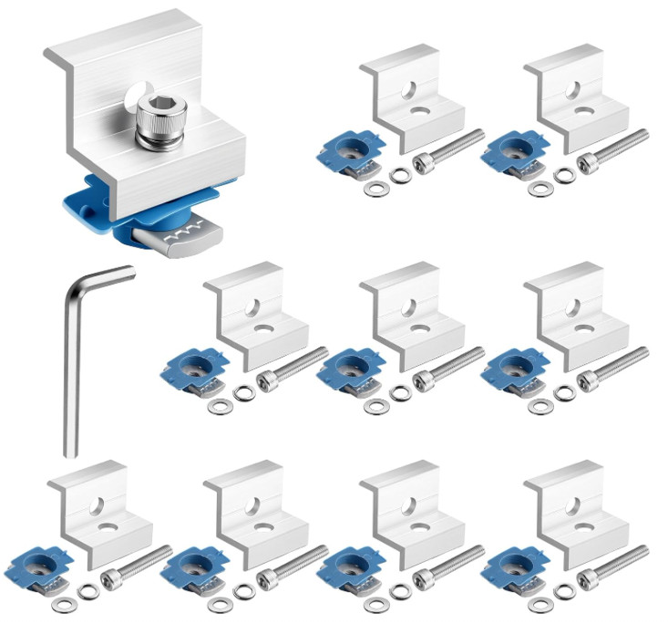Anbte 10pcs Solar Panel End Clamp for Standard Unistrut, Aluminum 30mm/35mm Sola