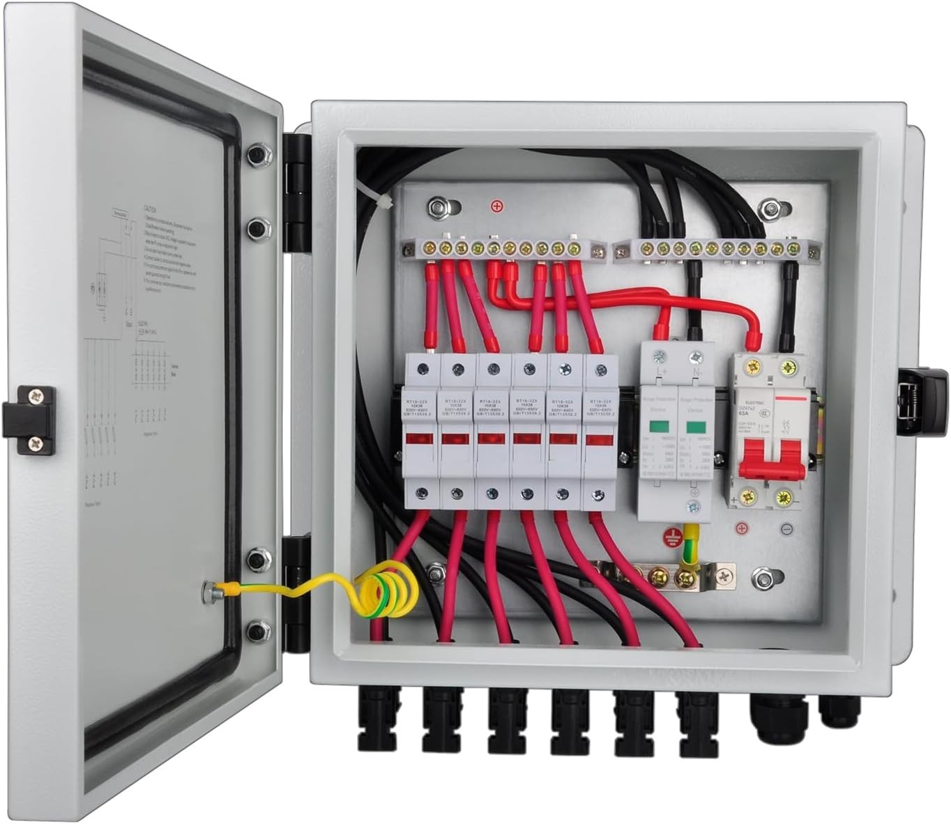 Durable Metal PV Combiner Box: 63A Circuit Breaker for Reliable Solar Systems