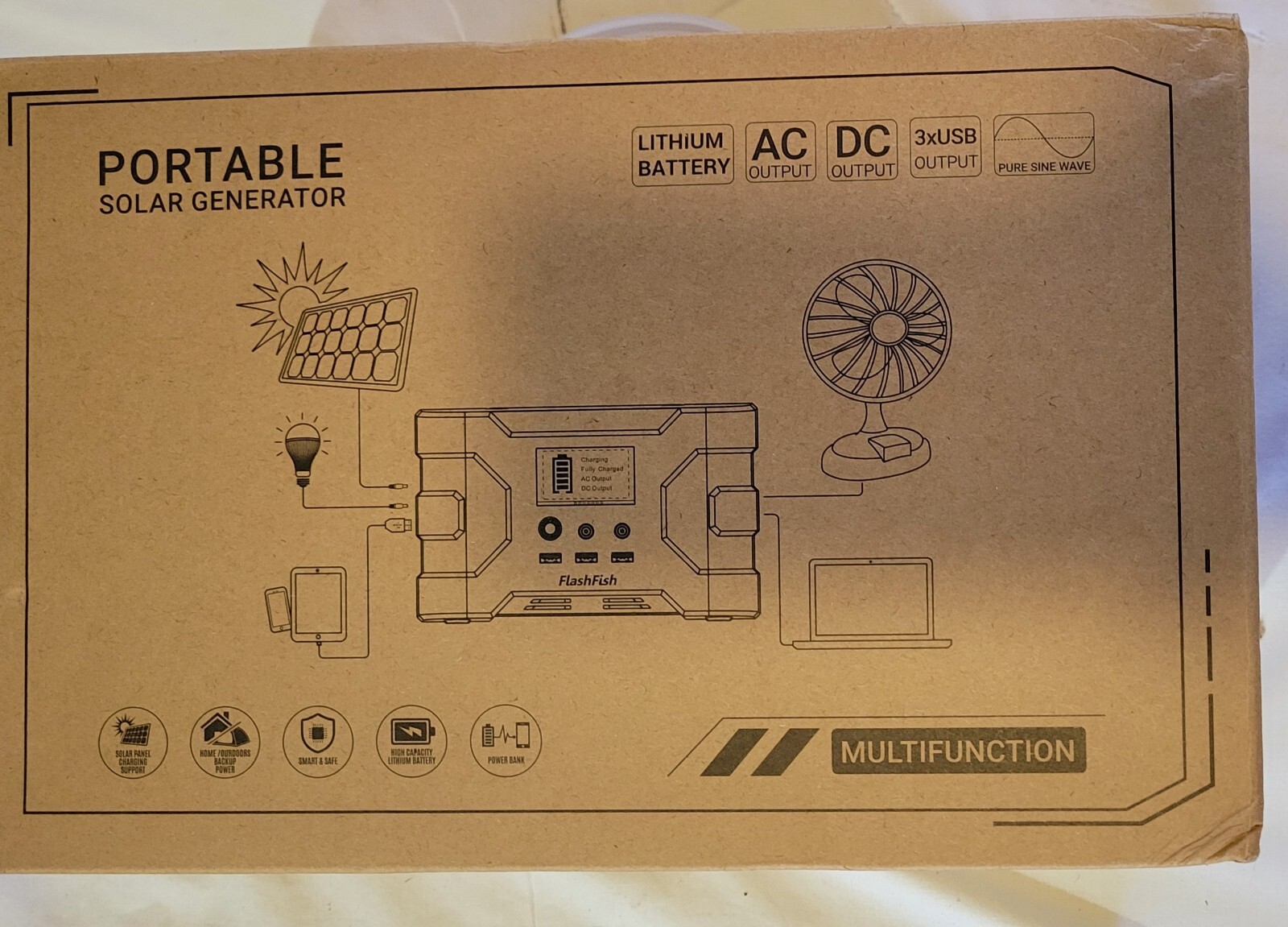 Flashfish Portable 45000mAh/166Wh Solar Generator Battery Power Station New