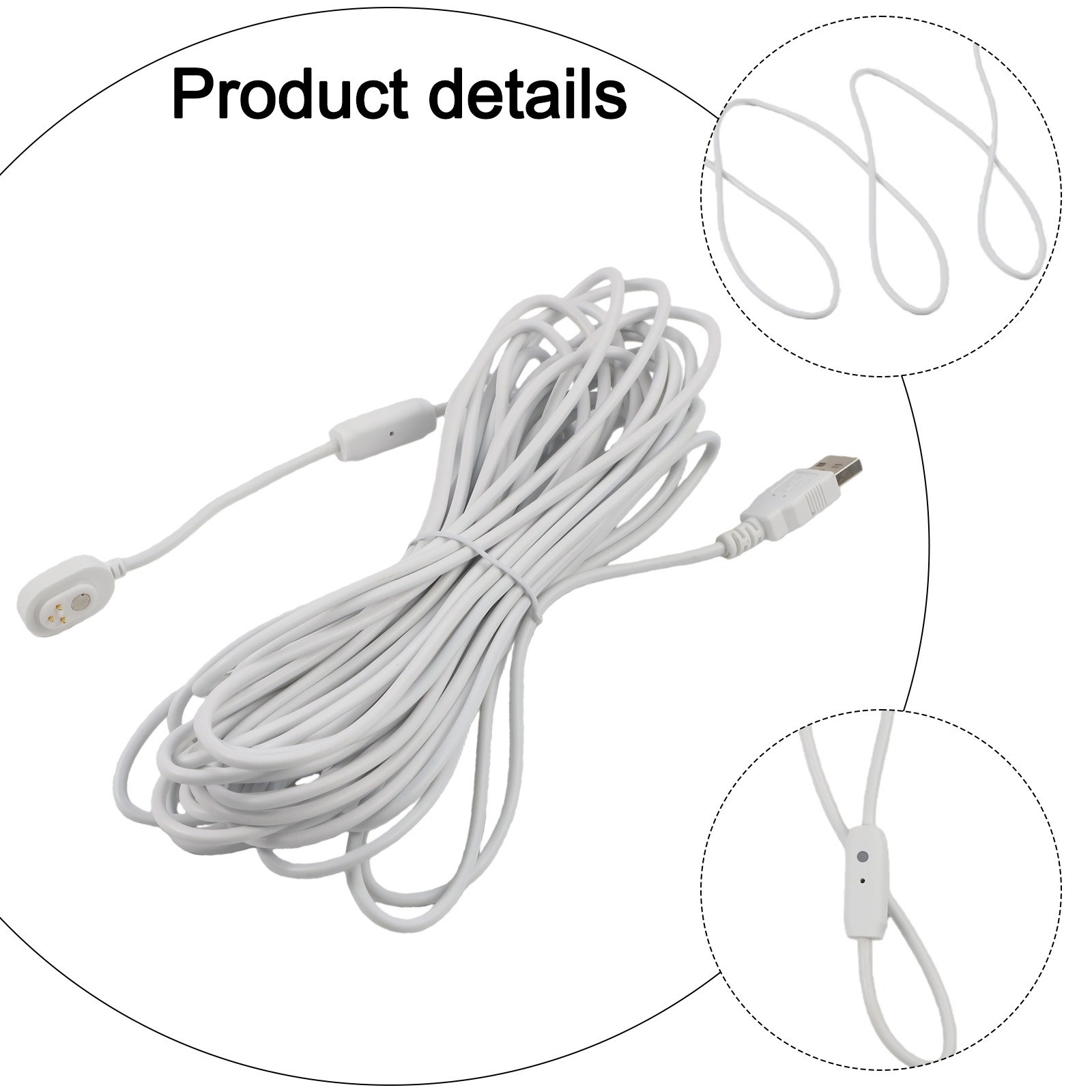 Magnetic Charging Cable for Arlo Pro 5S 2K Pro 4 Pro 3 For Ultra Go2 5 2m