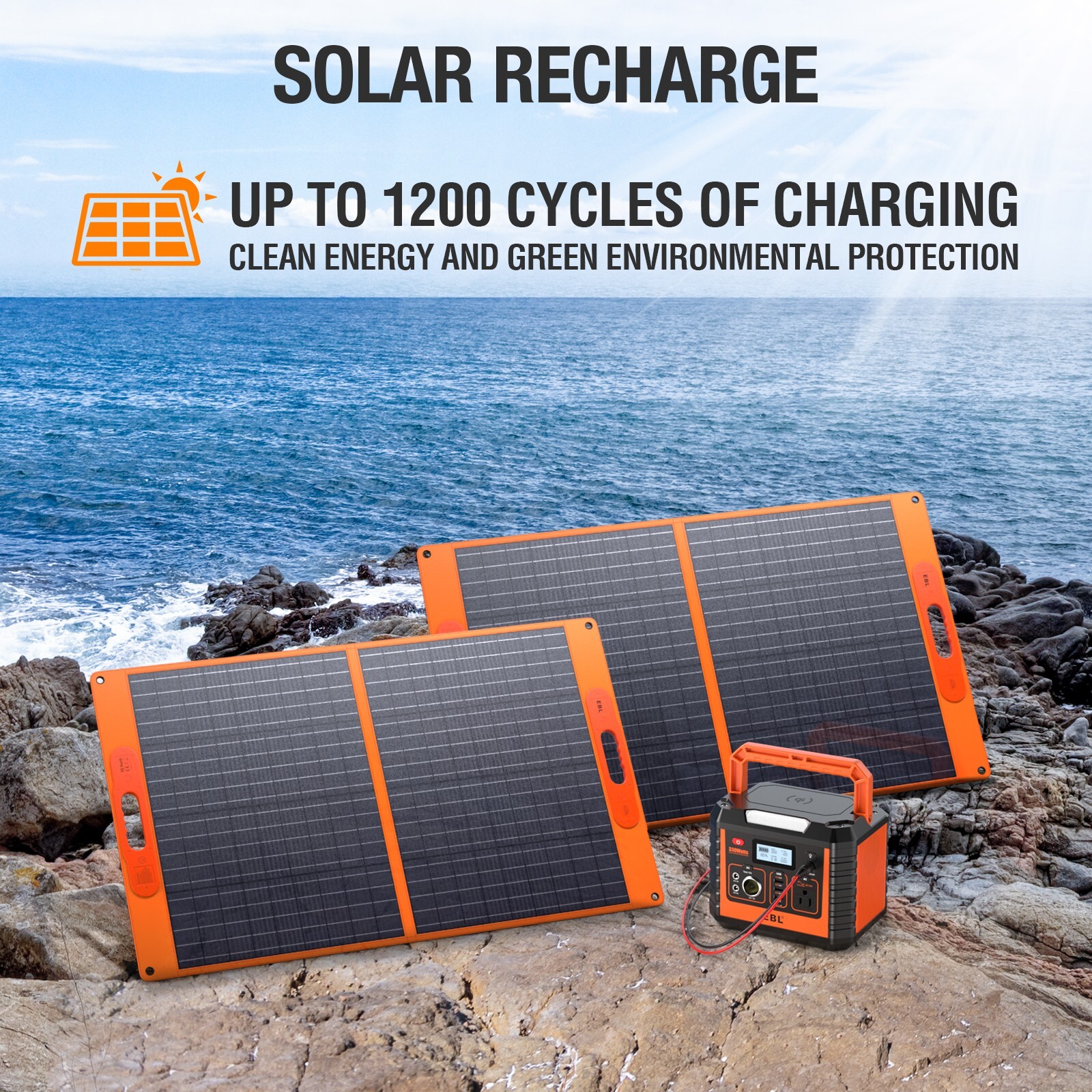 EBL Portable Power Station Emergency Solar Generator Power Supply Energy Storage