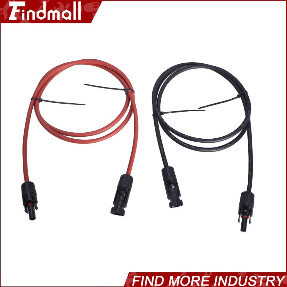 Findmall 1Pair 25ft Black + Red 12AWG Solar Panel Extension Cable Wire Connector