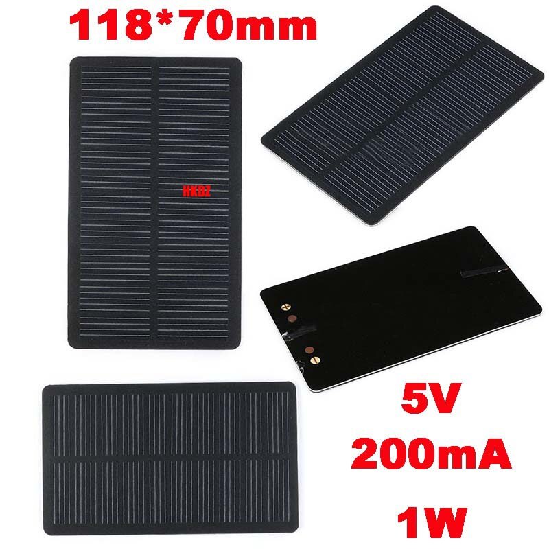 1W Solar Panel Cell 5V 200mA 118x 70mm PET Battery Charger DIY LED Garden Light