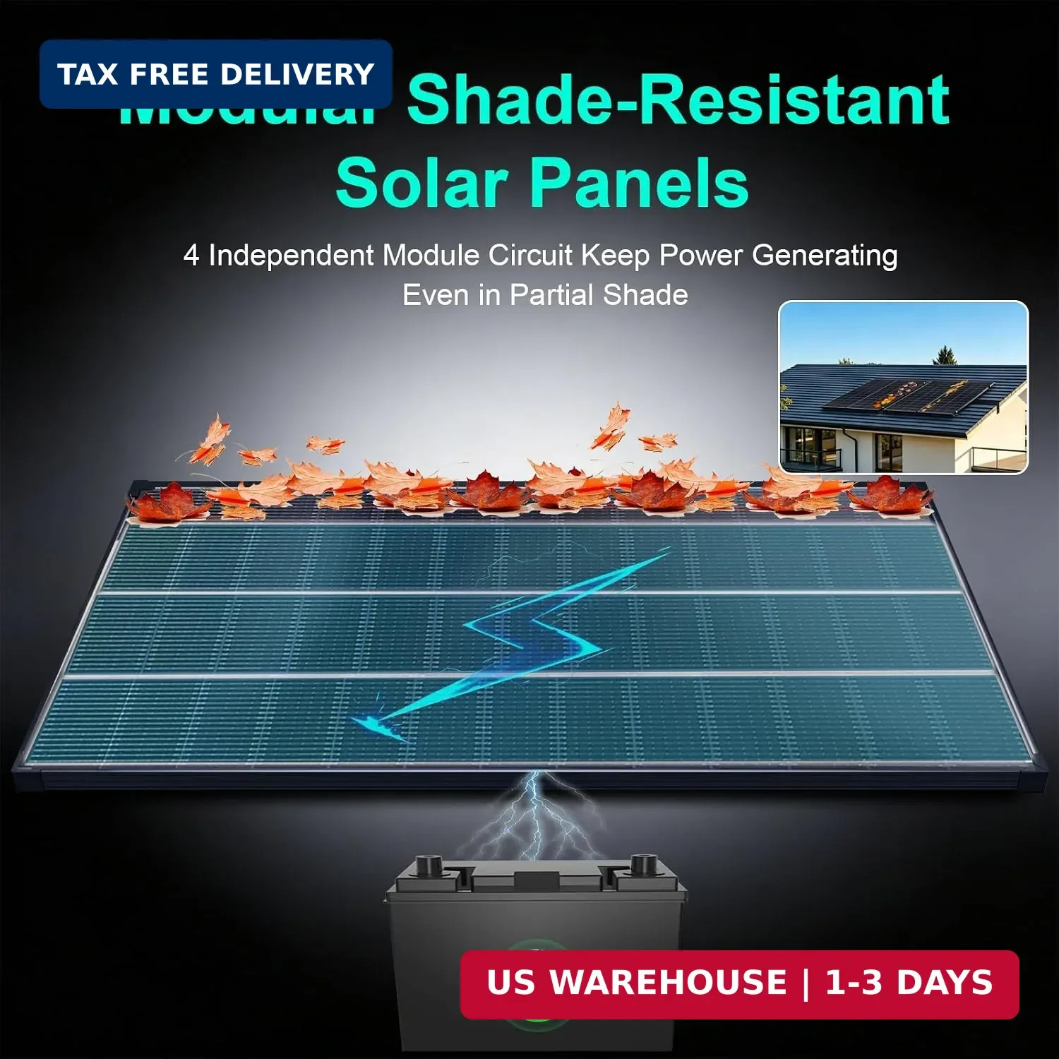 200 Watt Solar Panels N-Type 24 Volt 200W Solar Panel 16BB 25.6% High-Efficiency
