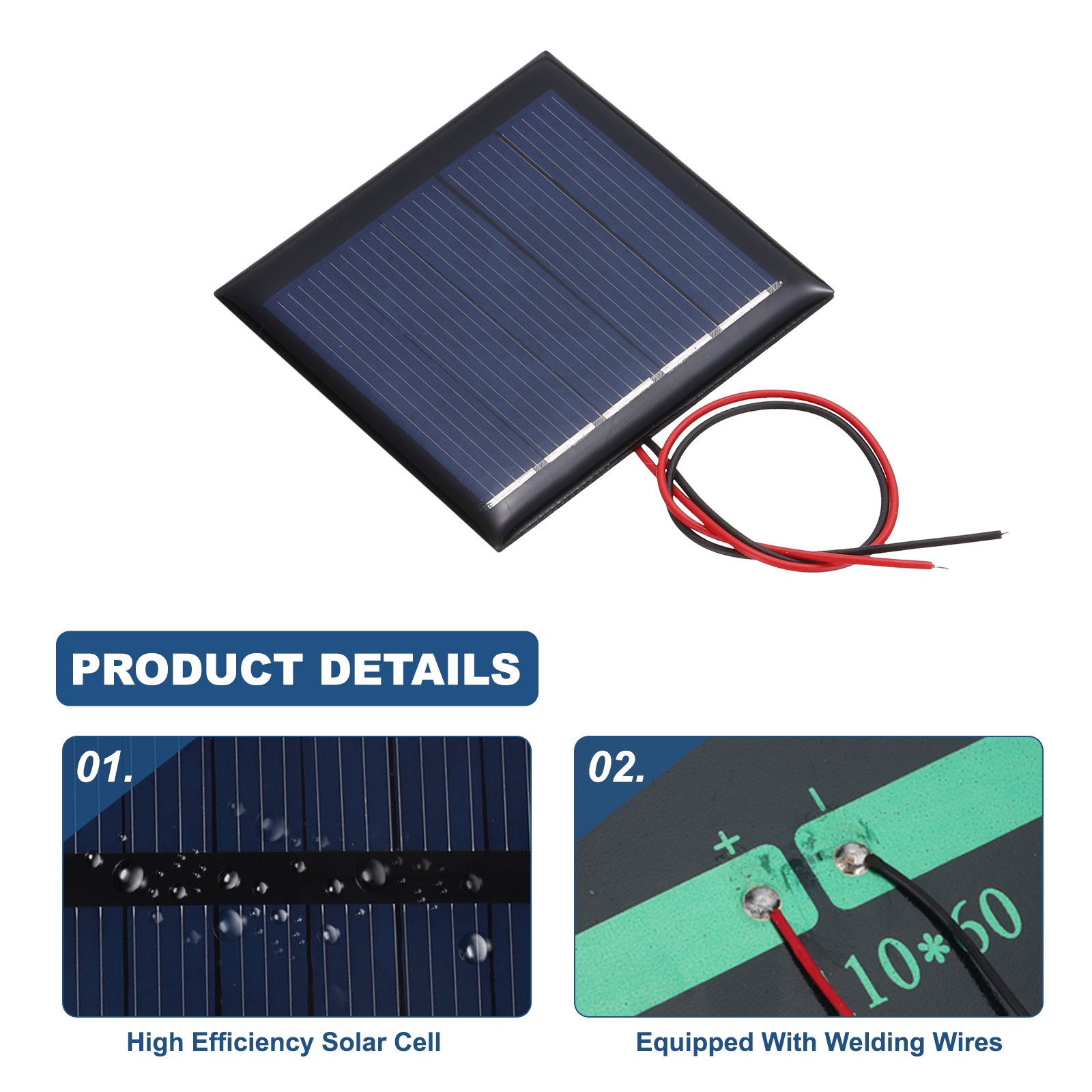 5Pcs 2.5V 0.25W 100mA Mini Solar Panels with Cable