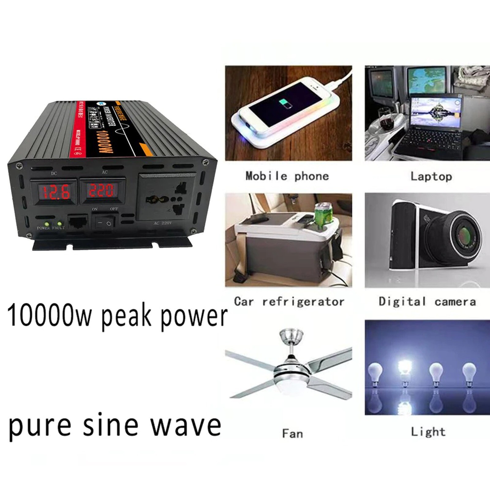 Battery Power Inverter 3000W DC 48V to AC 220V Pure Sine Wave Solar Converter