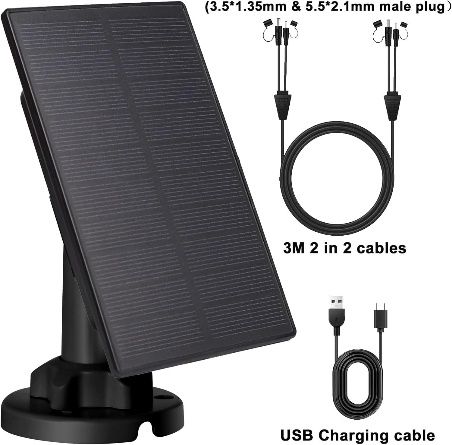 Solar Panel for Trail Cameras, 5000mAh Rechargeable Battery, IP66 Waterproof, 10