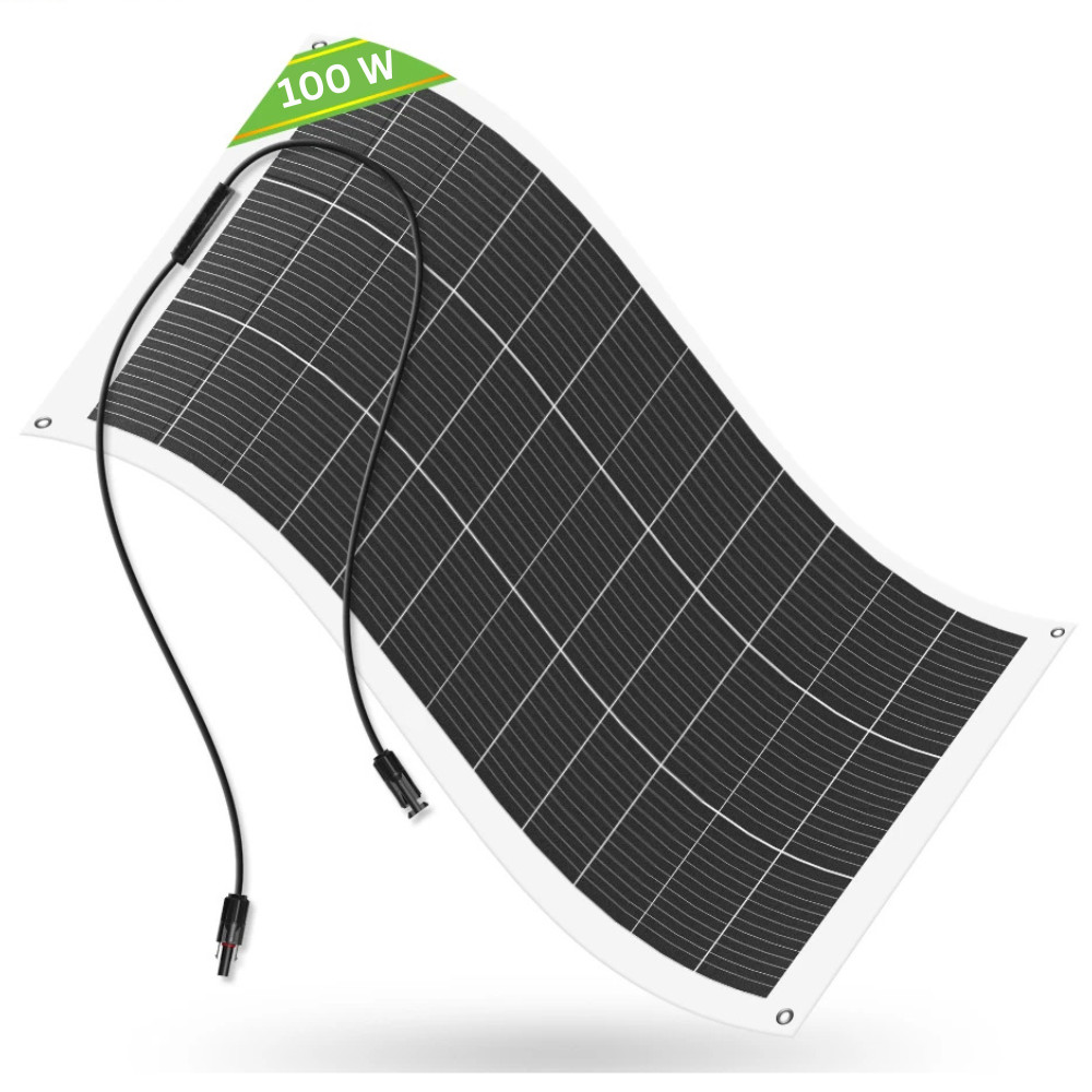 FECAMOS 100W Portable Flexible Solar Panel RV Camping Lightweight Rooftop Car