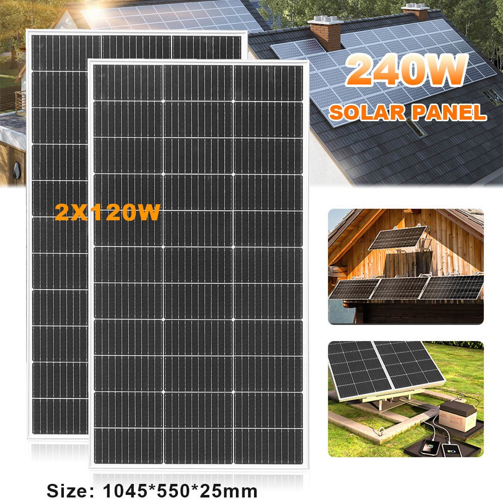240W Watt Glass Solar Panel Monocrystalline PV Modul for RVs Camping Boat IP68