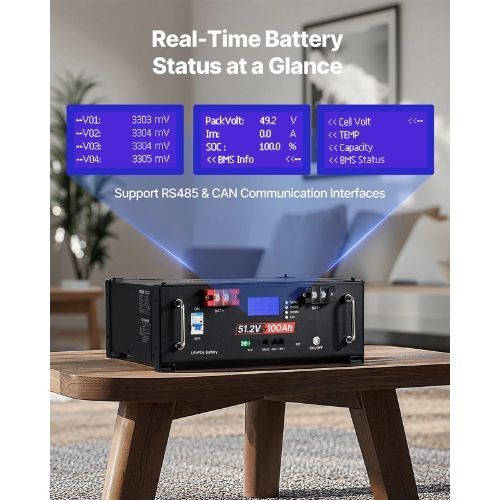 48V 200Ah and 51.2V Server Rack LiFePO4 Lithium Battery Pack (2�100Ah) Bluetooth