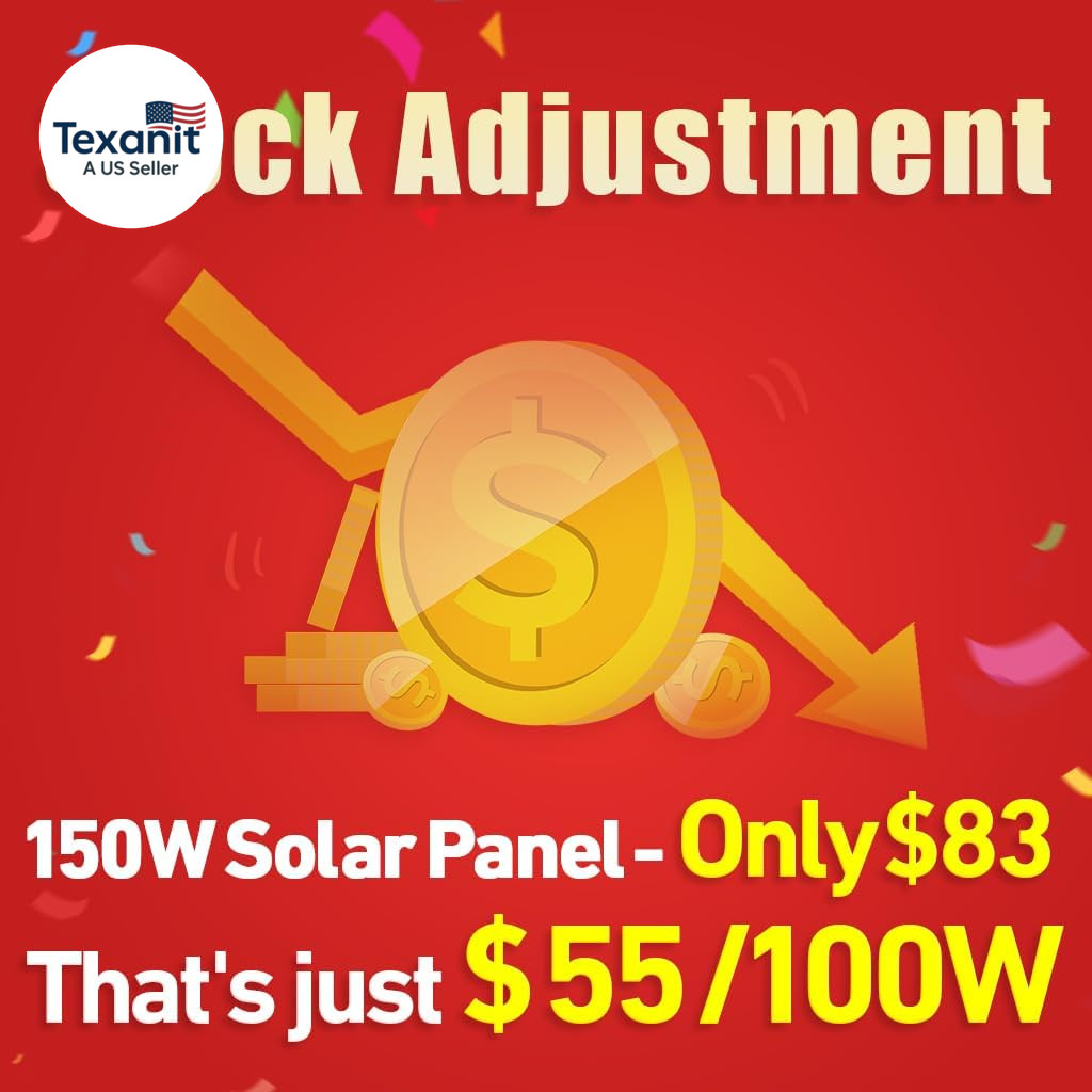 150W Portable Foldable Solar Panel Kit, Compact 21X20In Design 7.3Lb with Standa