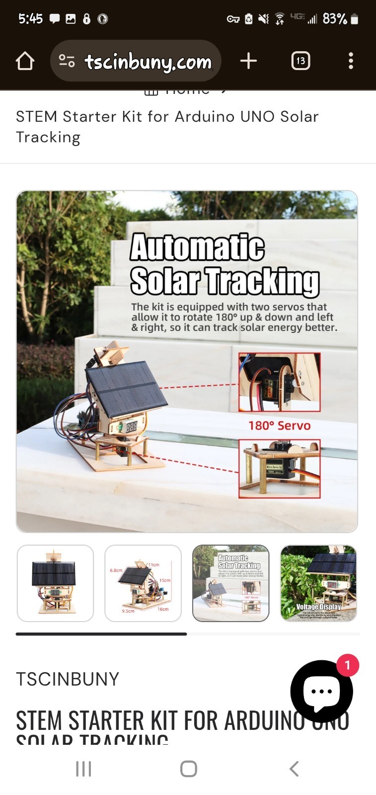 Zhiyi Smart Solar Light Tracking kit great teen gift Kit ZYA0017
