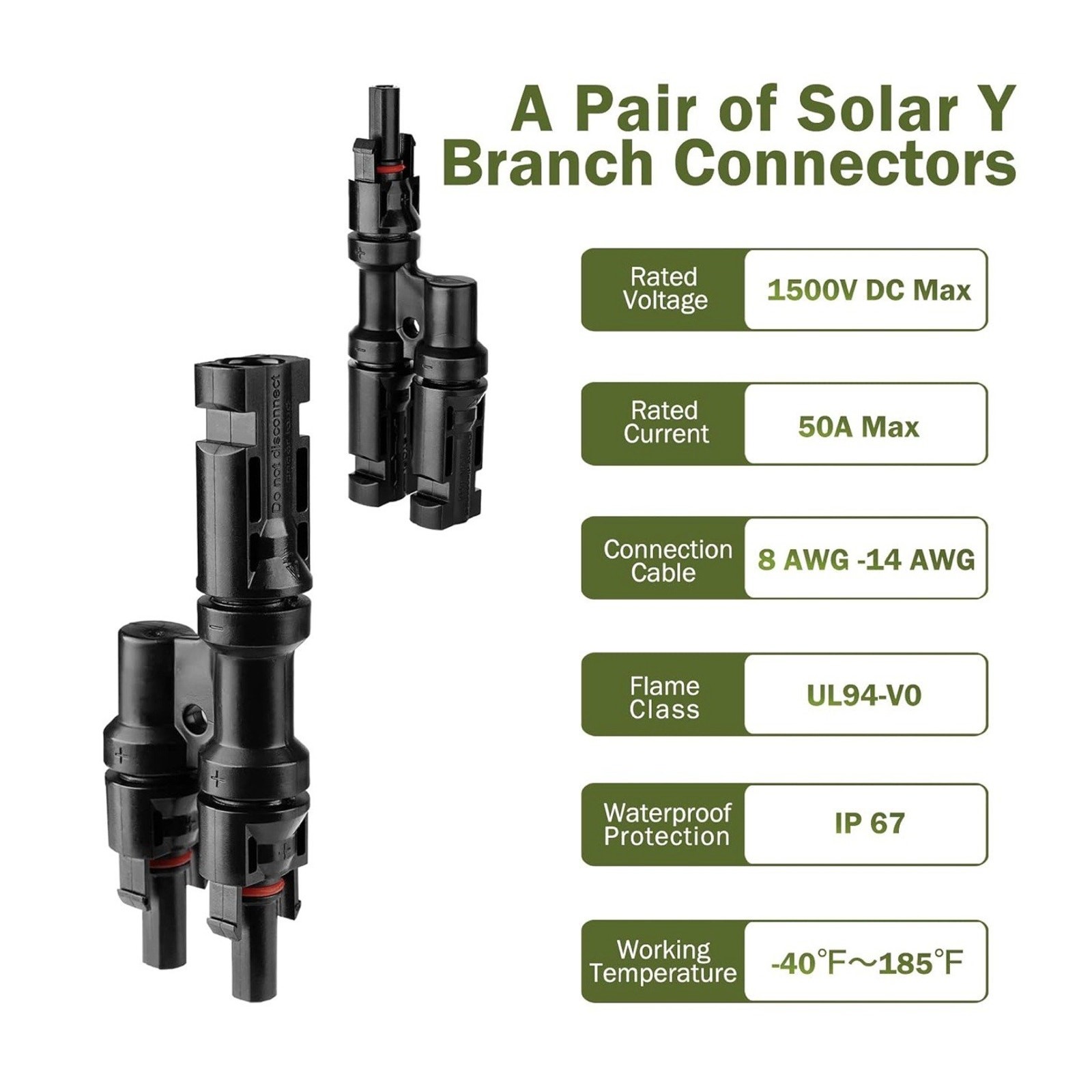 Solar Branch Connectors Y Connector in Pair MMF+FFM for Parallel Connection READ
