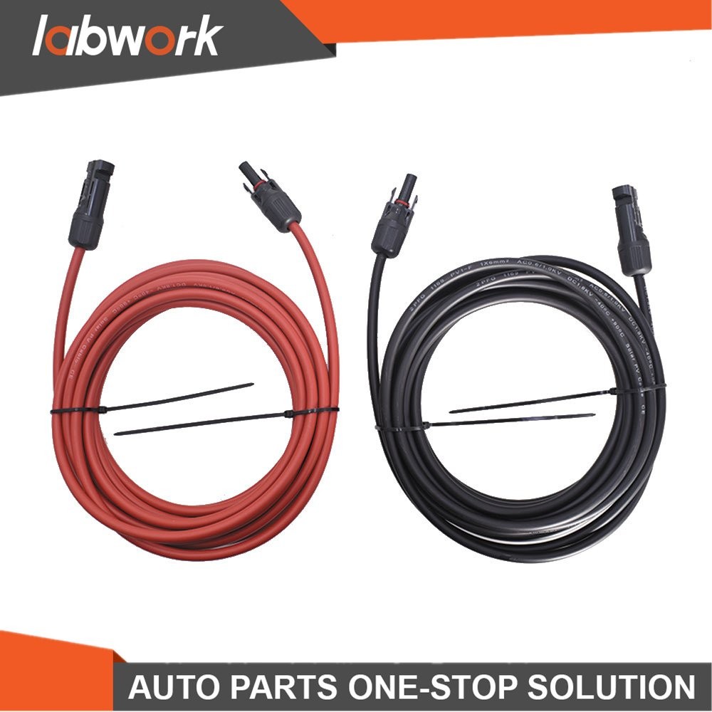 Labwork 1 Pair 10AWG 20FT Black+Red Solar Panel Extension Cable Wire Connector