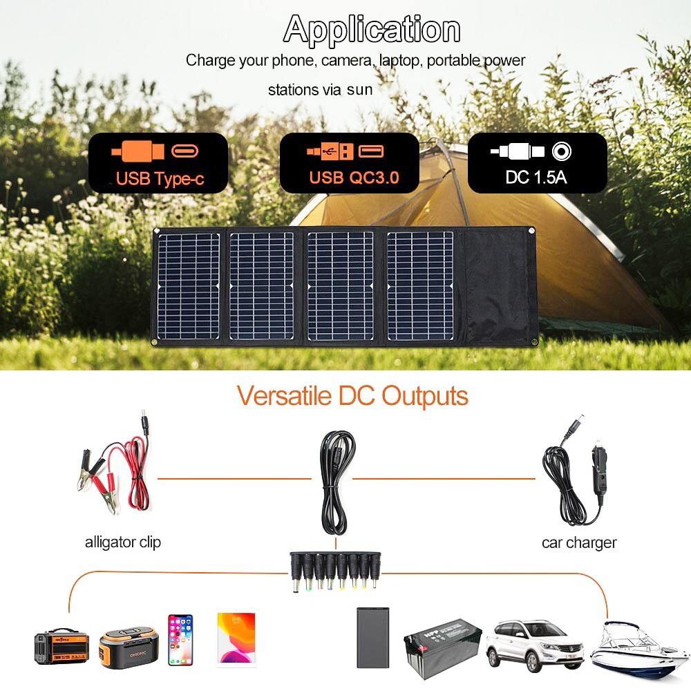 5V 18V DC 28W/ 21W Portable Foldable Solar Panel Dual USB Phone Charger