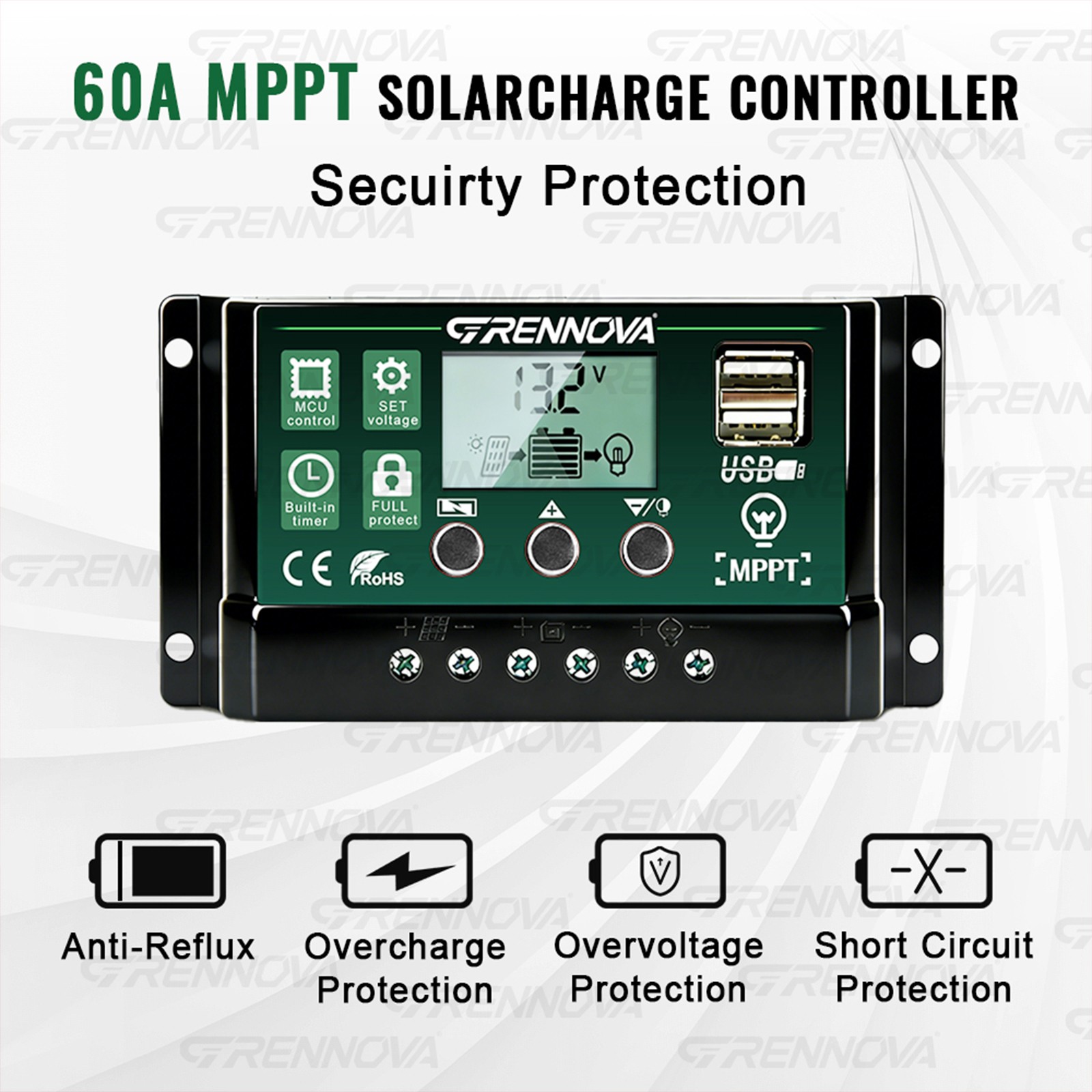 Grennova 2200W Real Power Solar Kit Pure Sine 60A MPPT RV Farm Home