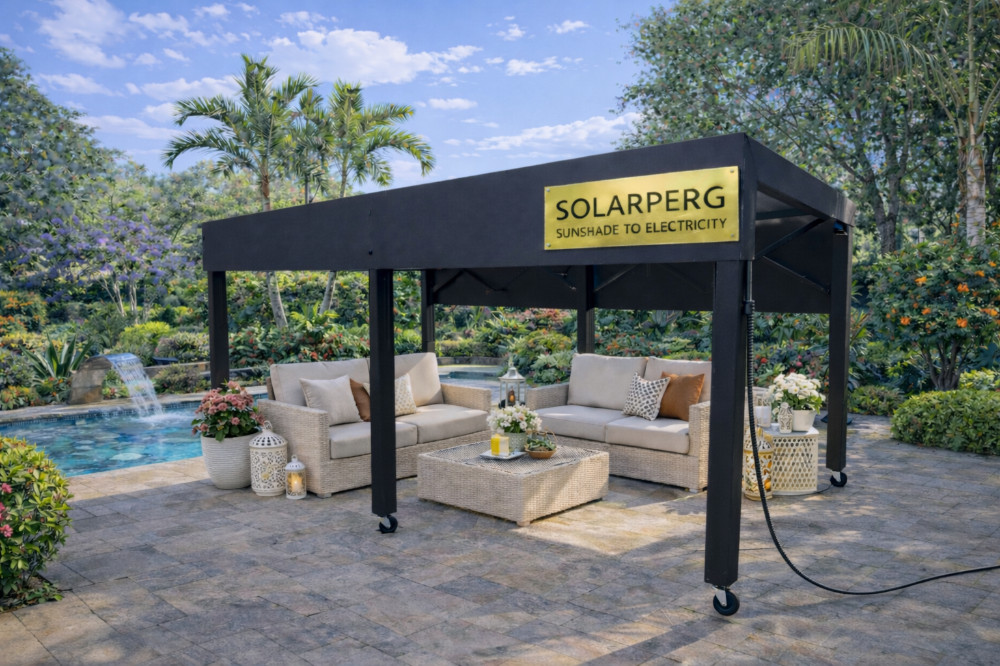 Portable Solar Pergola | Structure 16×9 ft | Prewired Panels & Inverter 2.2kWh