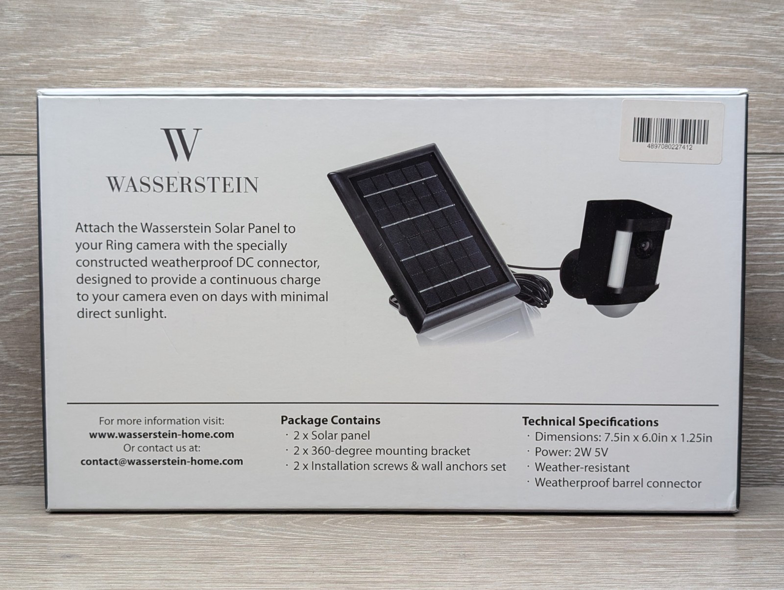 Wasserstein Solar Panel 2-Pack Ring Spotlight/Stick Up Cam Battery White