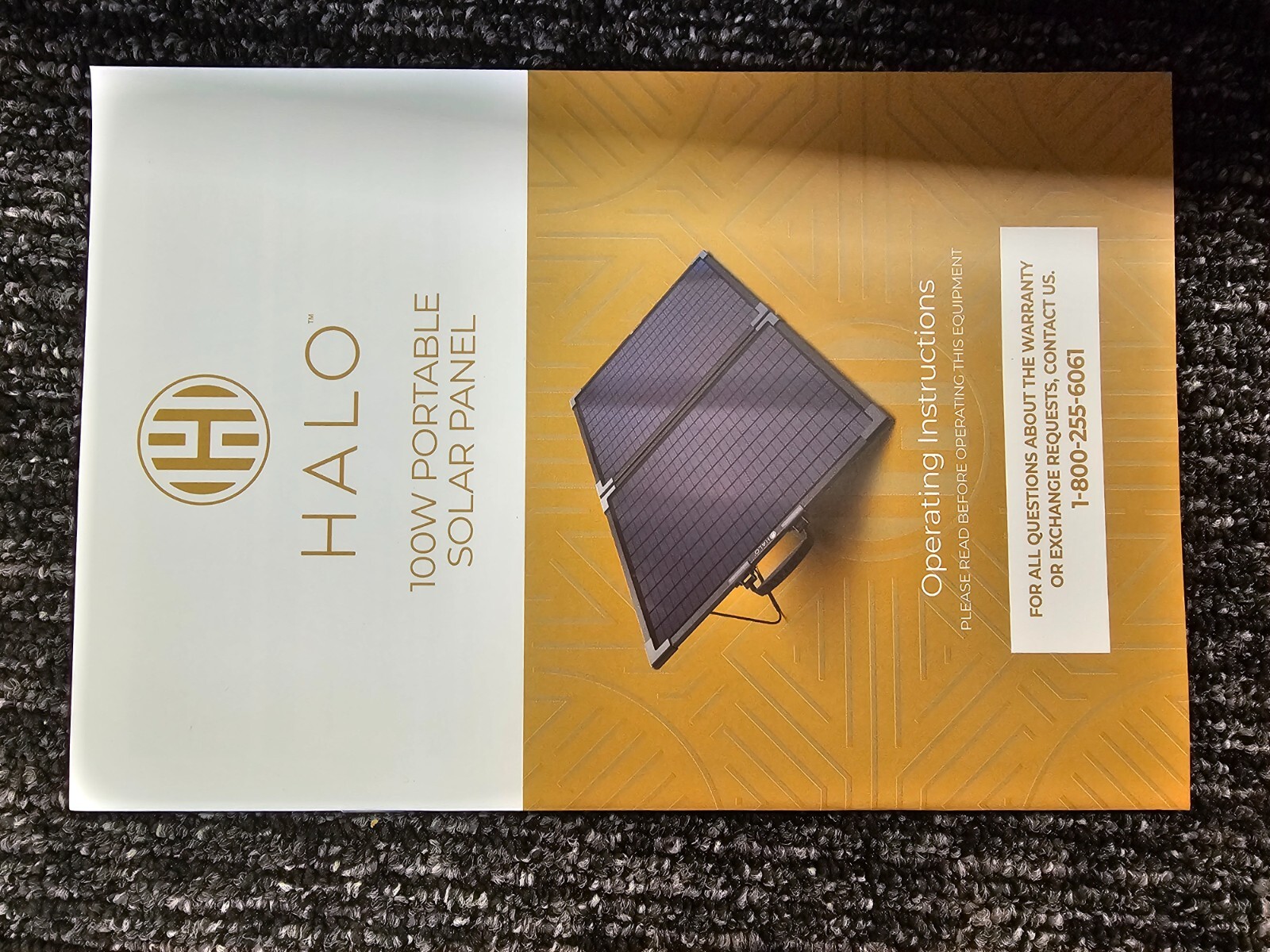 Halo HAL-SLP-0002 100W Portable Solar Panel with Folding Aluminum Frame