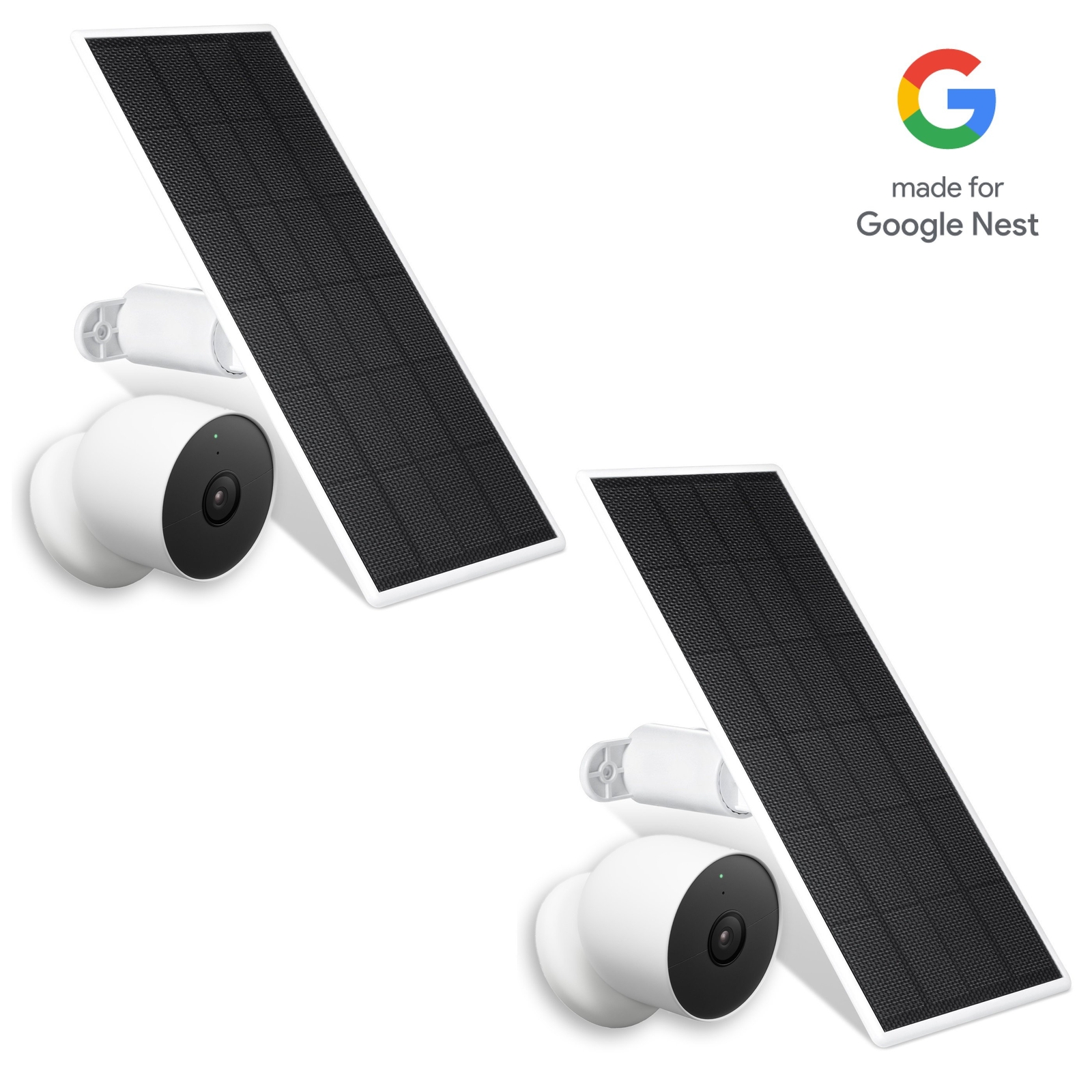 Google Nest Cam (battery) with Solar Panel Bundle (White, 2 Pack)