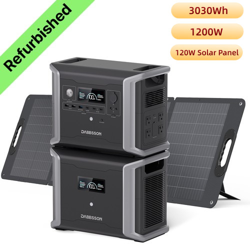 Dabbsson 3030Wh Portable Power Station 1200W Solar Generator+120W Solar Panel