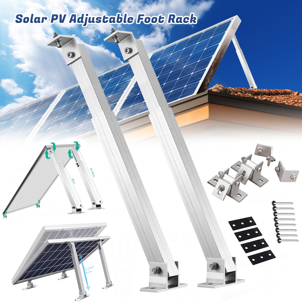 2pcs set Solar Panel Brackets Tilt Mount Roof Wall Flat Surface Adjustable Frame