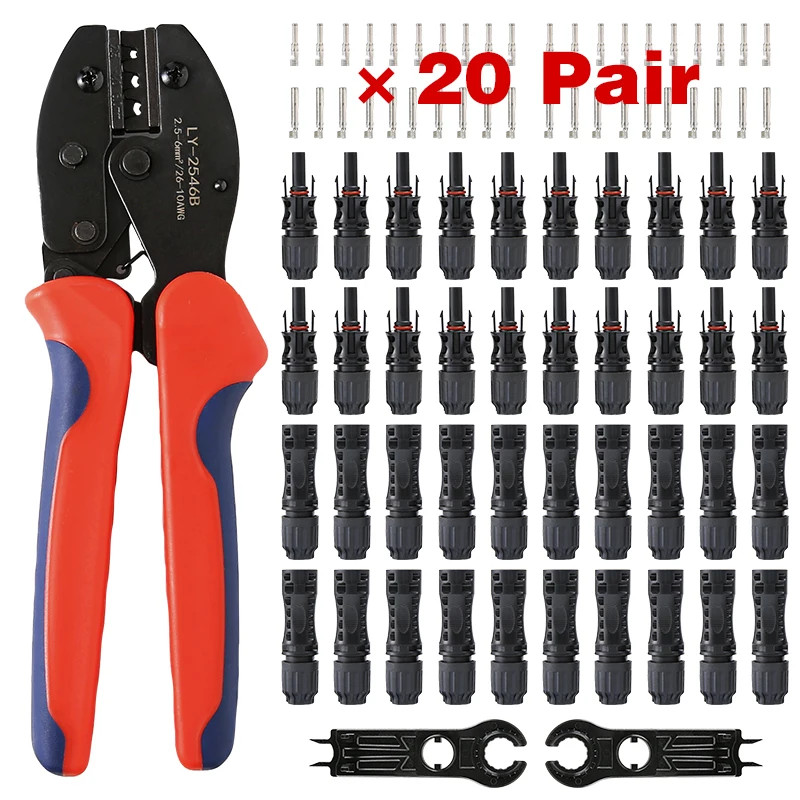 Panel Connector 1500V 30A PPO/PPE Stecker Kit PV Branch Crimping Pliers Tools