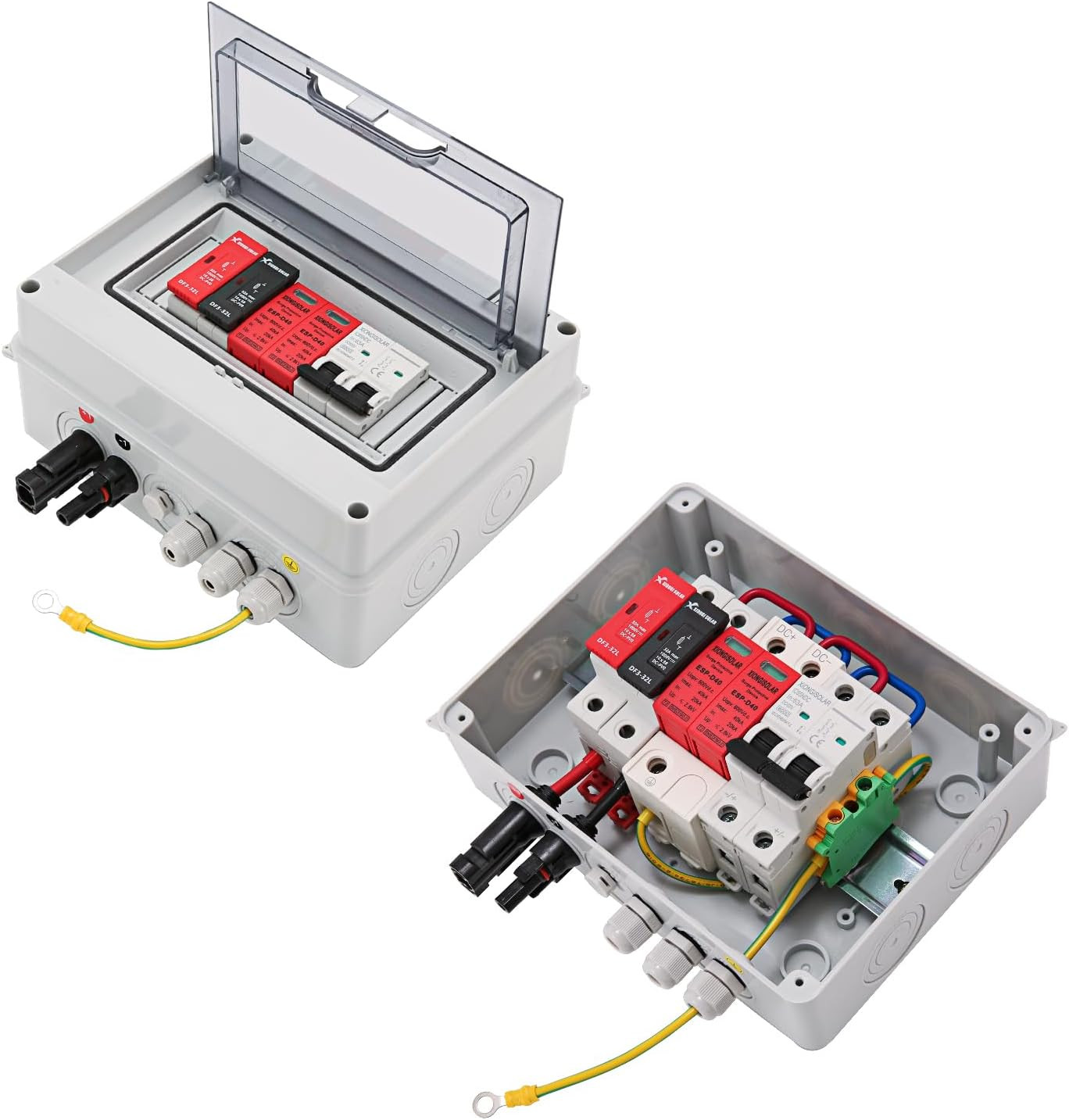 VOU 600V Solar DC PV Combiner Box for Solar Panel,1 String with Lightning Arrest