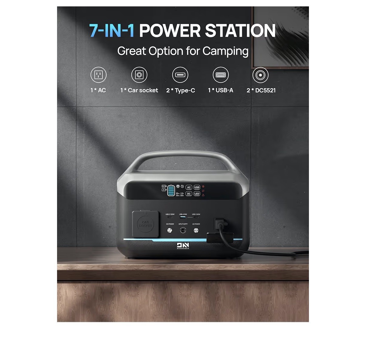DaranEner 600W/299Wh Portable Power Station Solar Generator Travel Camping Z0F3