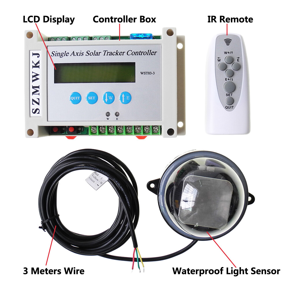 Single Axis Solar Tracker DIY Kit -12” Linear Actuator &Sun Tracking Controller