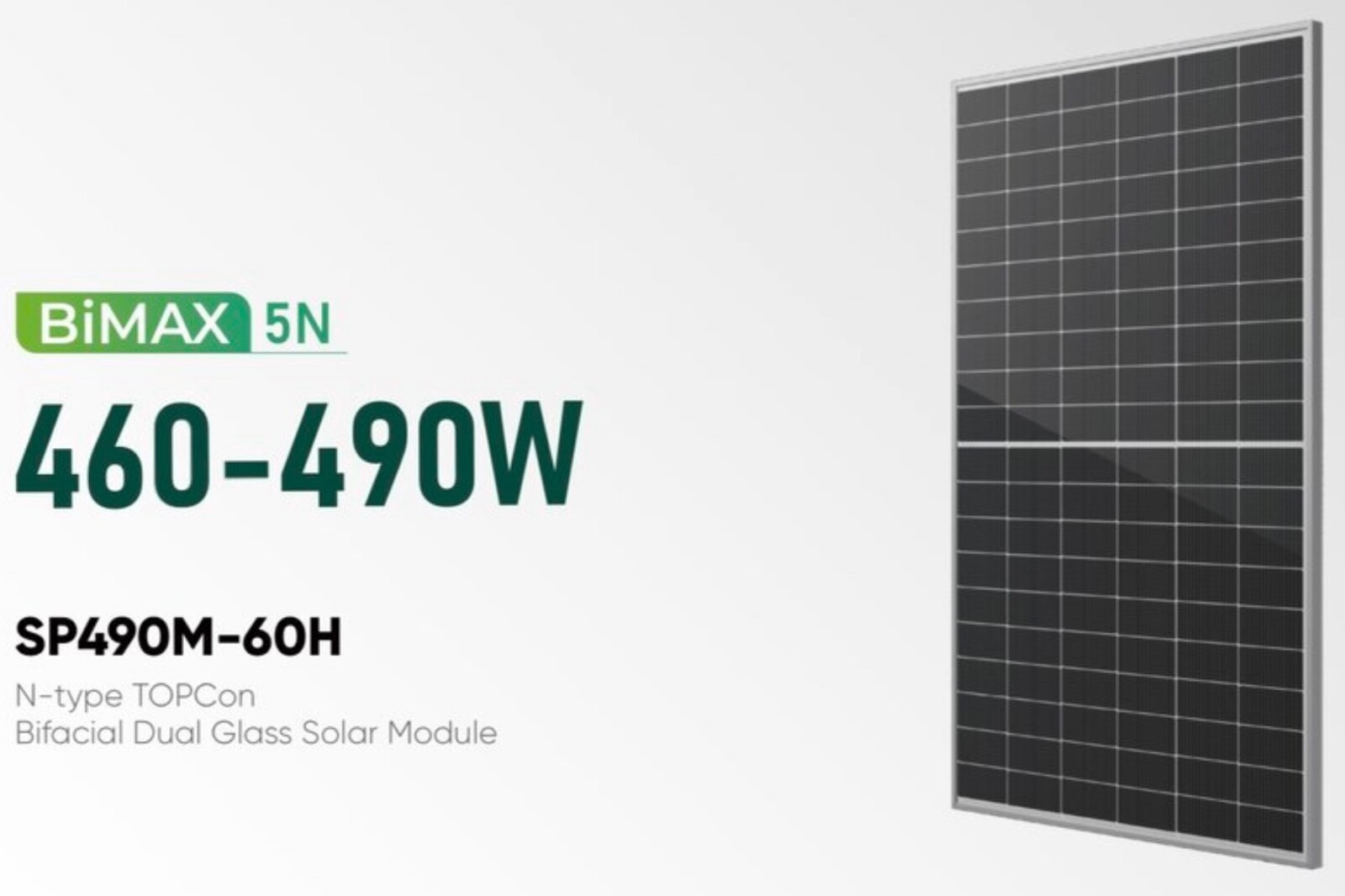 New Technology TOPCon 490W Bifacial Solar Panels, 22.62% Frontside Efficiency