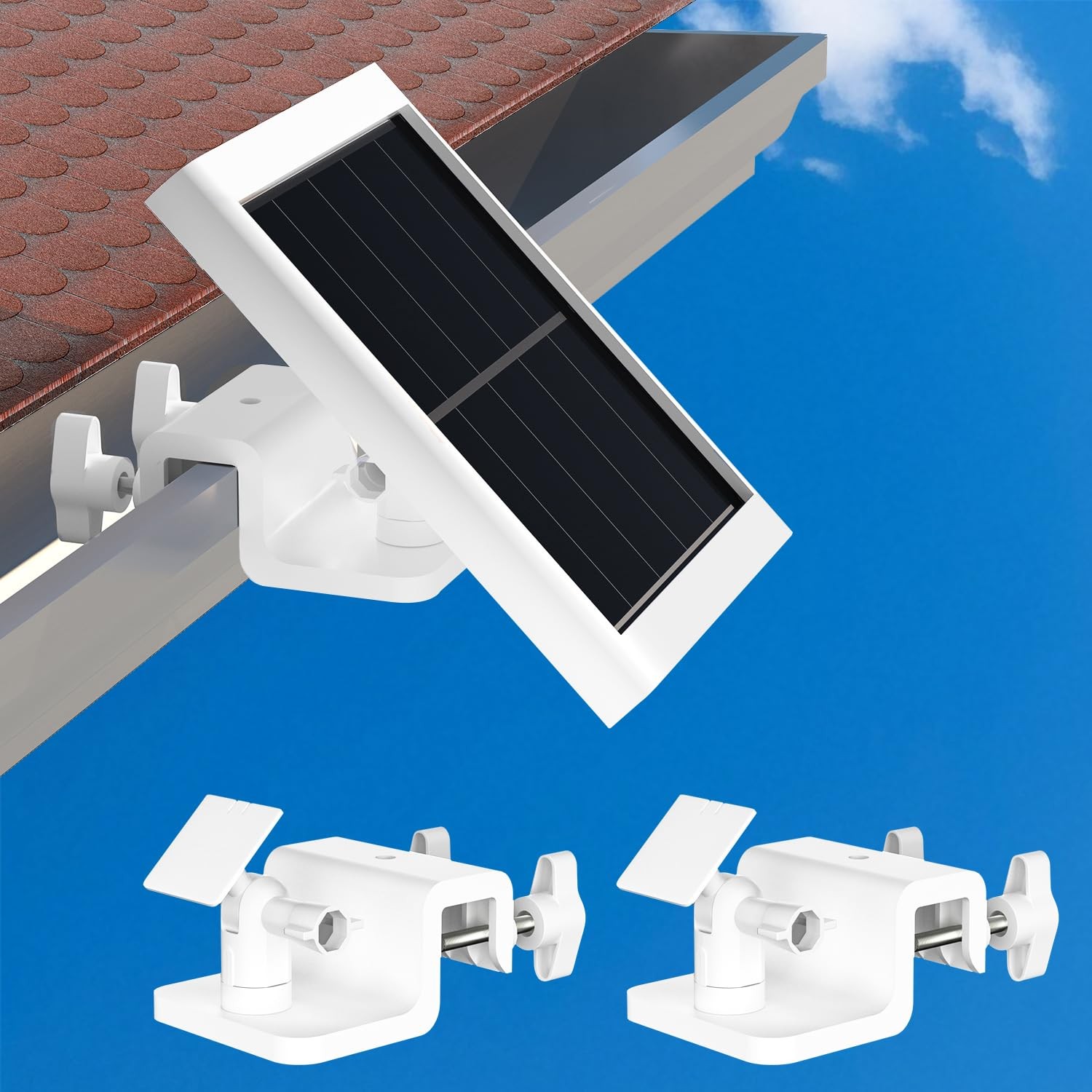 Didalo 2 Pack Gutter Mount Compatible for Ring Solar Panel 360°Adjustable