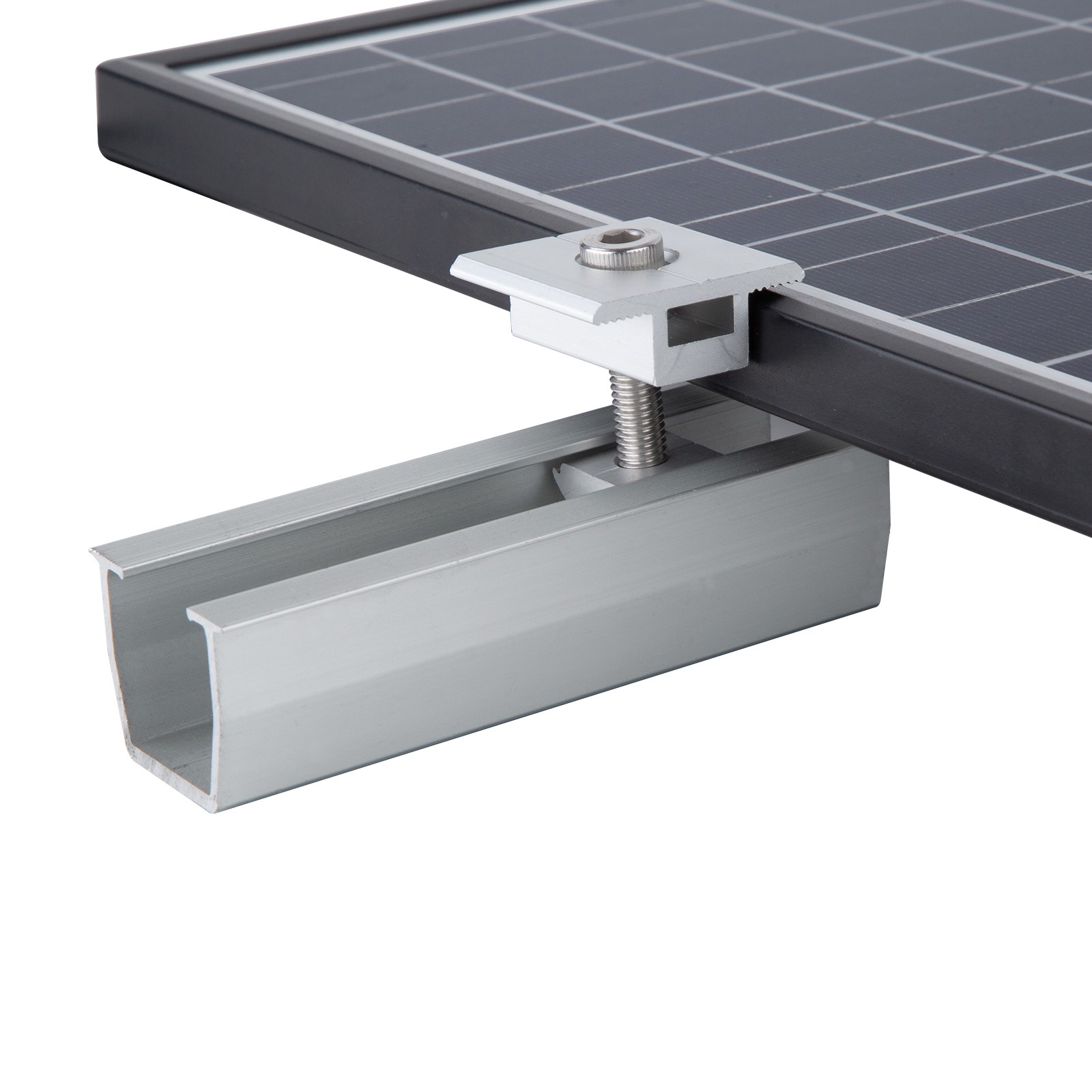 Solar Panel Rail Kit Mounting Bracket Clamp Aluminum For 4x Solar Panels Mount