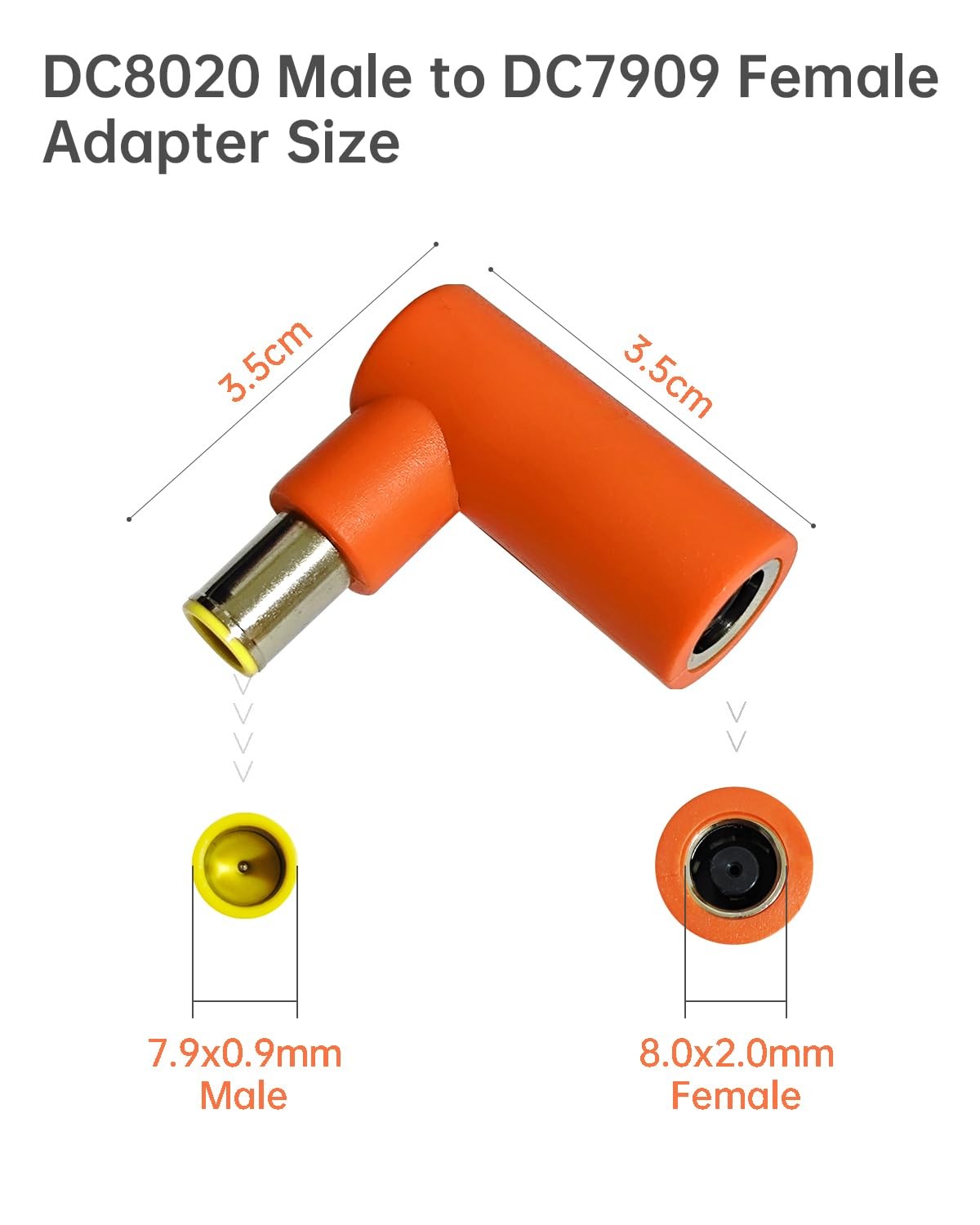DC 7909 to DC 8020 Adapter 90-Degree Right Angle, DC7909 Female to DC8020 and…