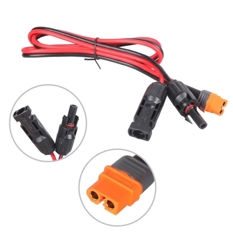 MC 4 To XT60IF Female Charging Cable 12AWG For Solar Panel Outdoor Power, 0.3-5m