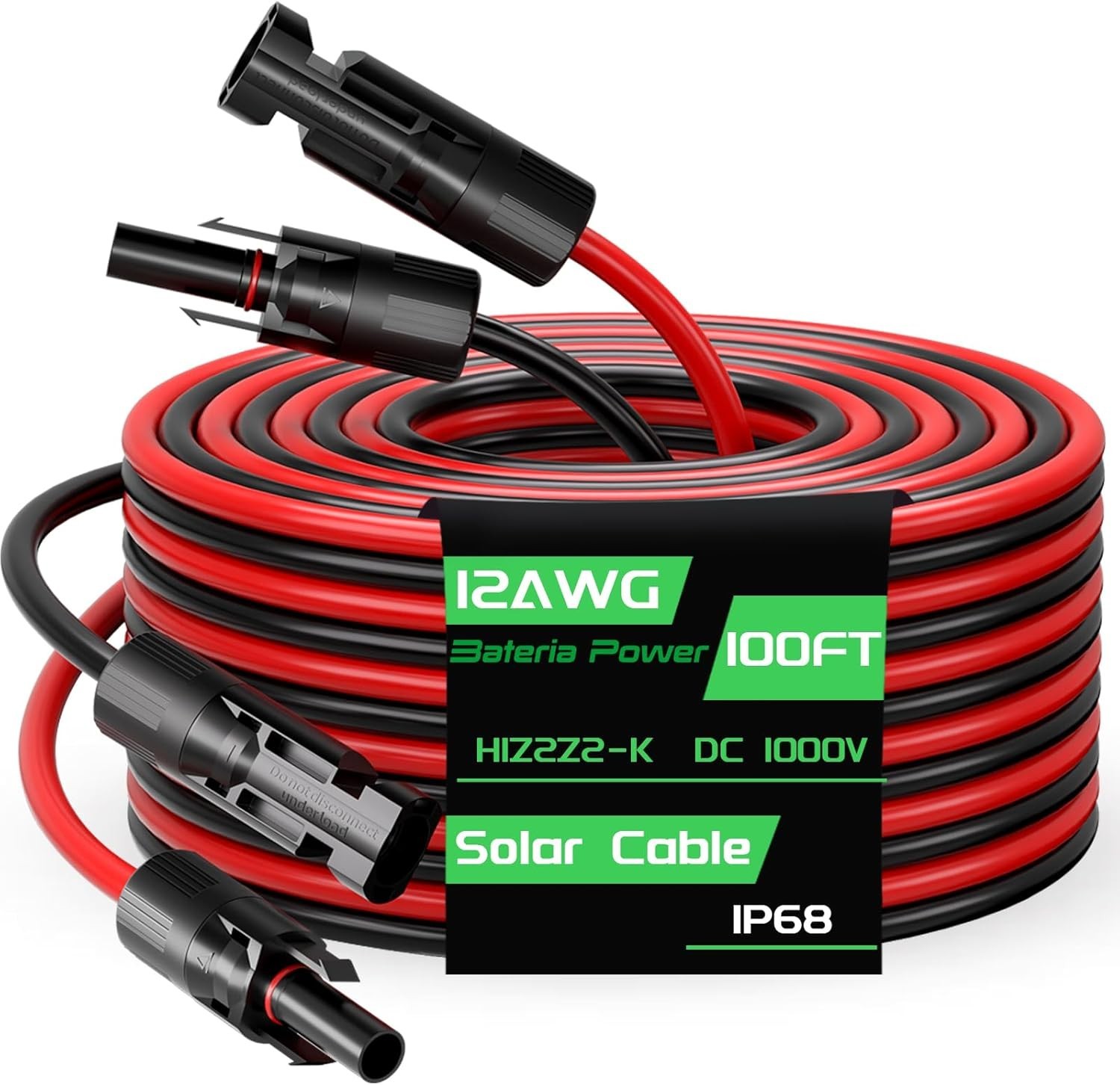 100FT 12AWG Solar Panel Extension Cable, 12 Gauge 4mm² PV Wire with Female & …