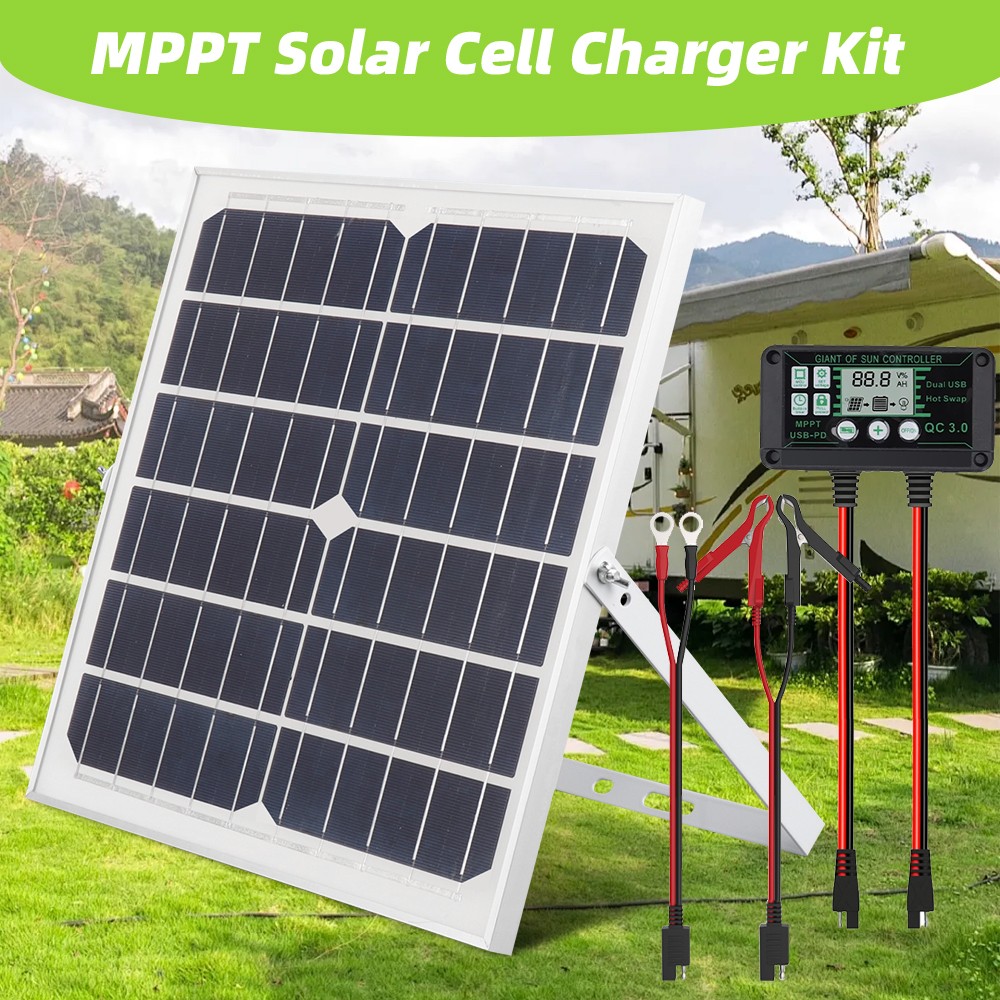 12V 30W Solar Panel with MPPT Controller Car Battery Trickle Charger Maintainer