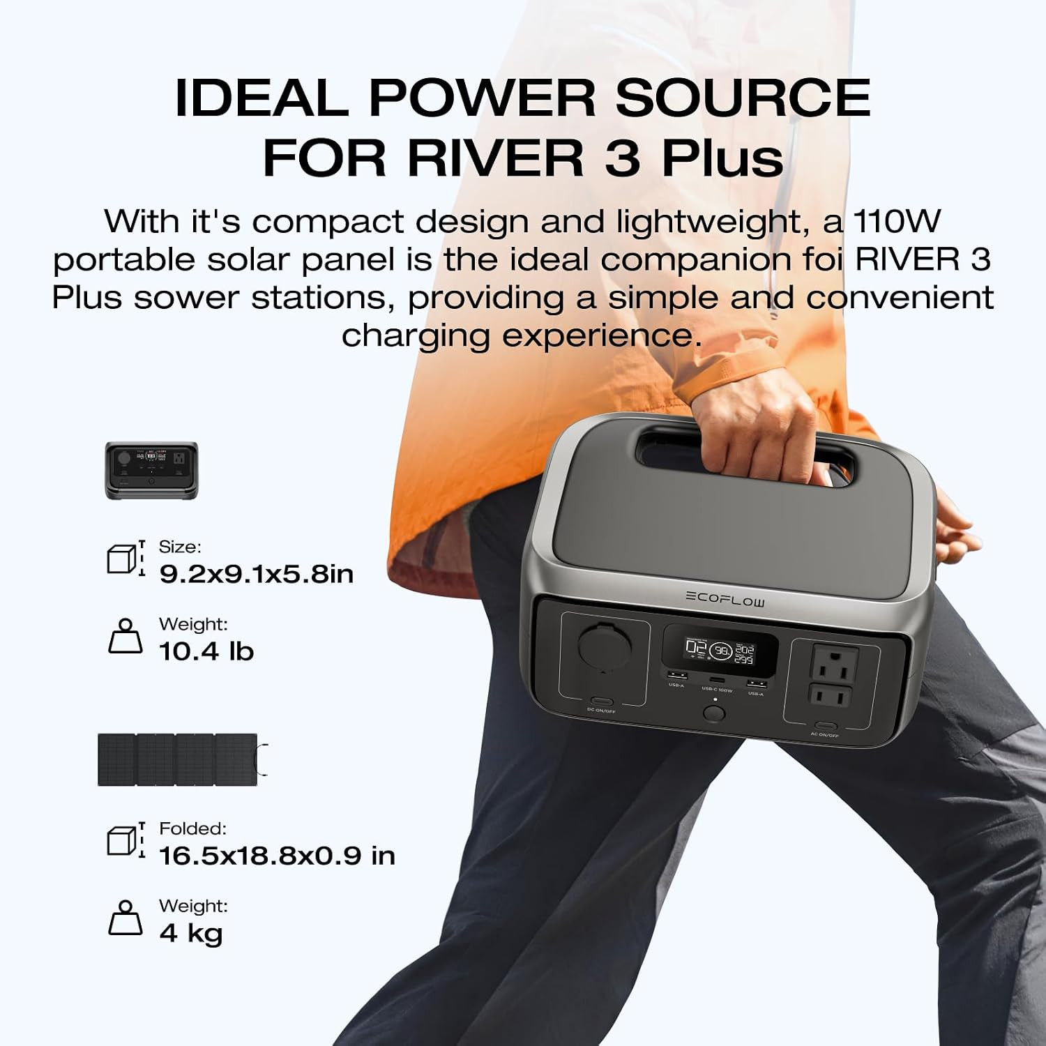 EF ECOFLOW Solar Generator RIVER 3 plus with 110W Solar Panel, 286Wh Portable Po