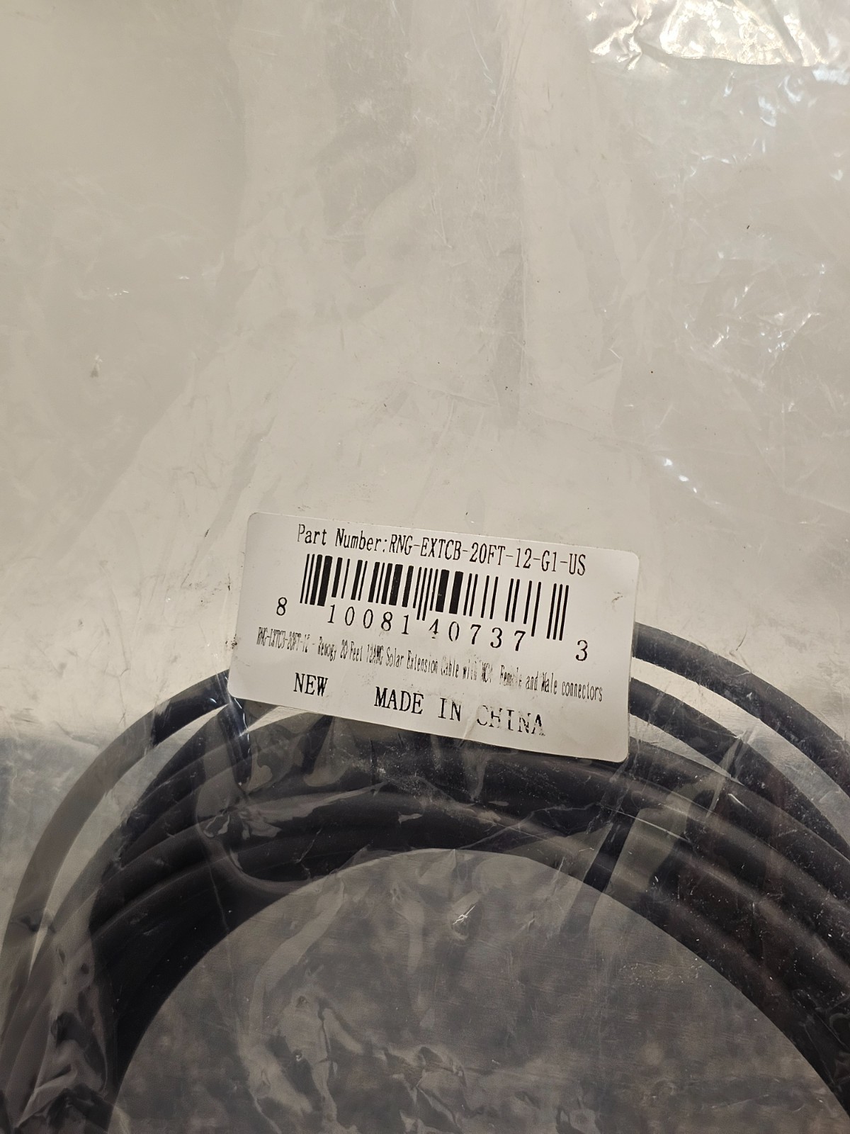 Renogy 20Ft 12AWG Solar Extension Cable Male and Female Connectors Black