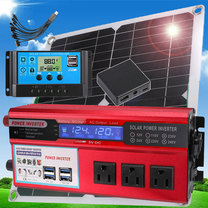 7000W Inverter Solar Panel Kit Solar Power Generator 100A Home 110V Grid System