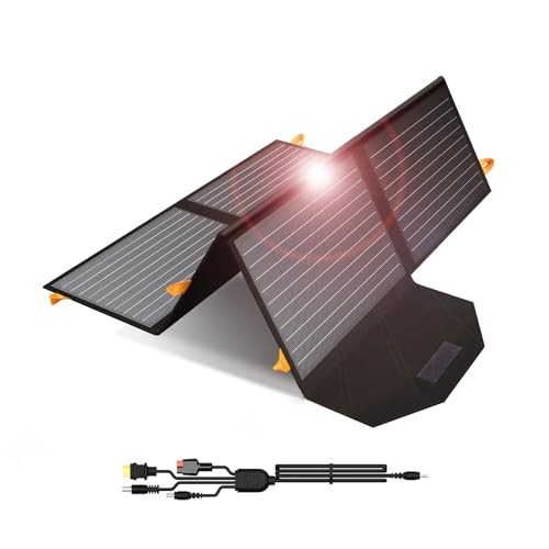 [Upgraded] Portable Solar Panels Chargers QC3.0 USB-A USB-C DC5521 8mm 60W